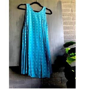 Turquoise and white pattern dress